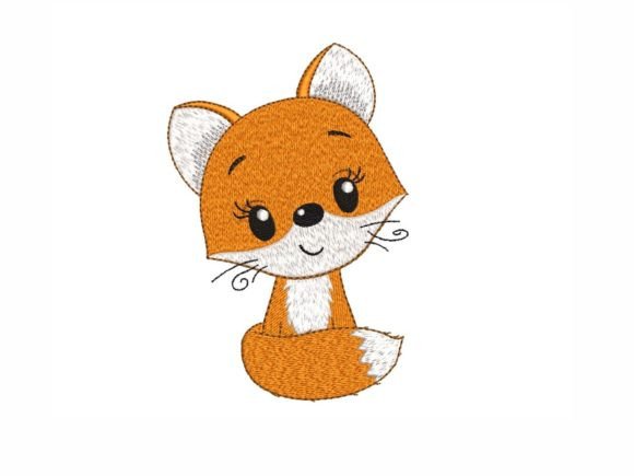 Cute Baby Fox Embroidery Design